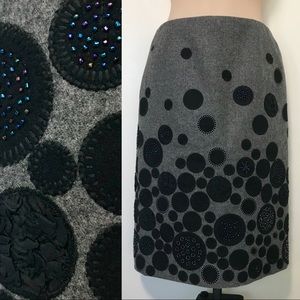 Carlisle decorated Virgin wool & silk pencil skirt
